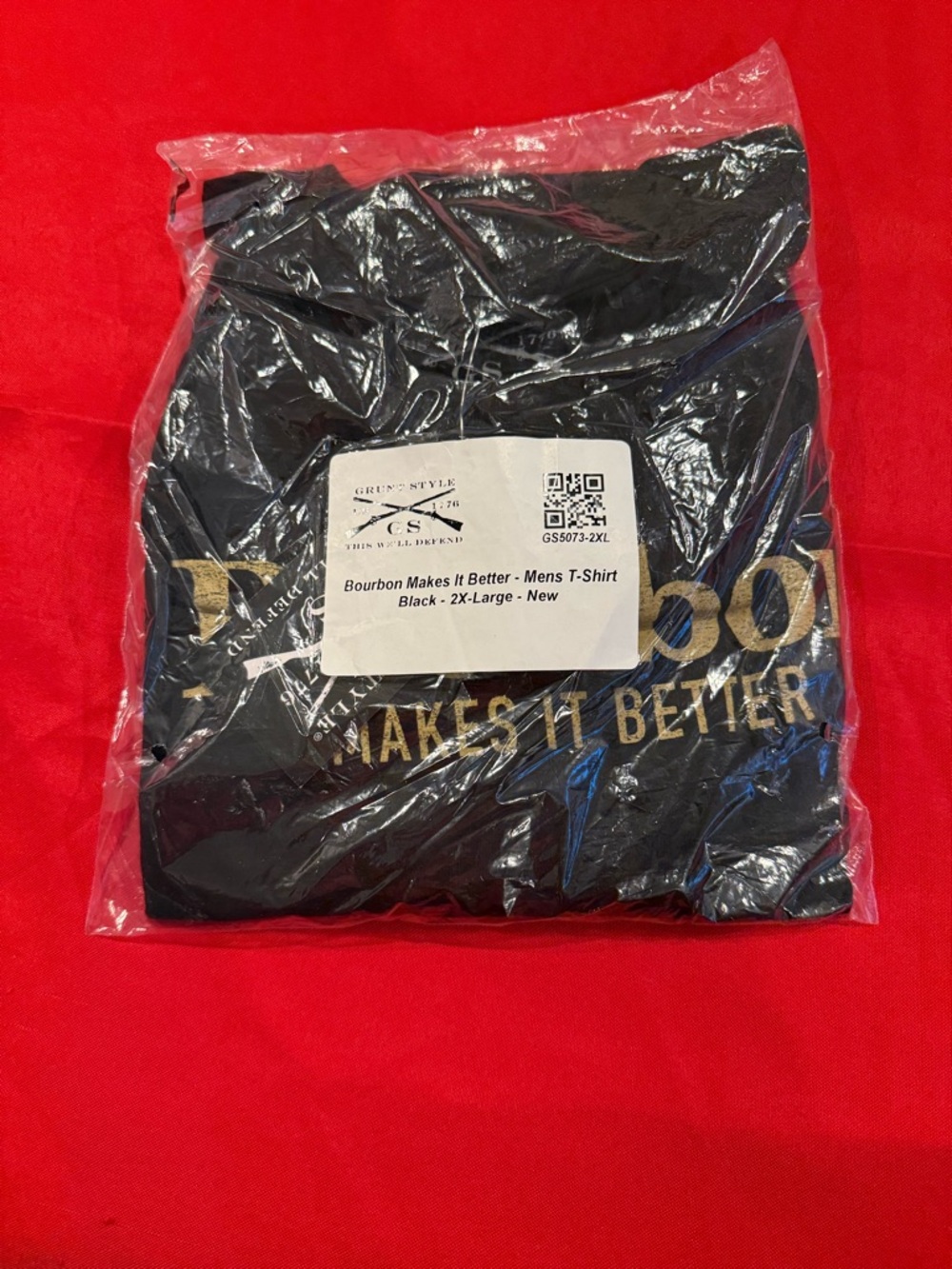 Grunt Style Black T-Shirt with Gold 'Bourbon Makes It Better' Print